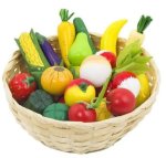 Műanyag gyümölcsök,- zöldségek hálóban